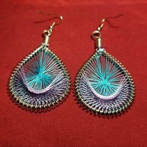 Threaded Blue and Purple Earrings